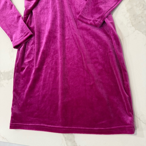 Y2K Charlotte Russe NWT Velour LongSleeve Plunge Mini Dress Womens Small Magenta - Picture 3 of 7